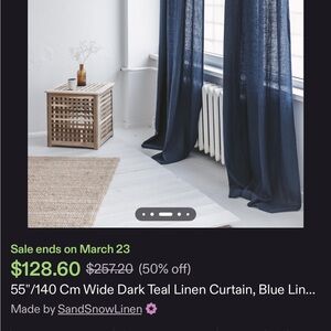 Steel Blue Linen Curtains - set of 2 (54L x 55W) by Sand & Snow